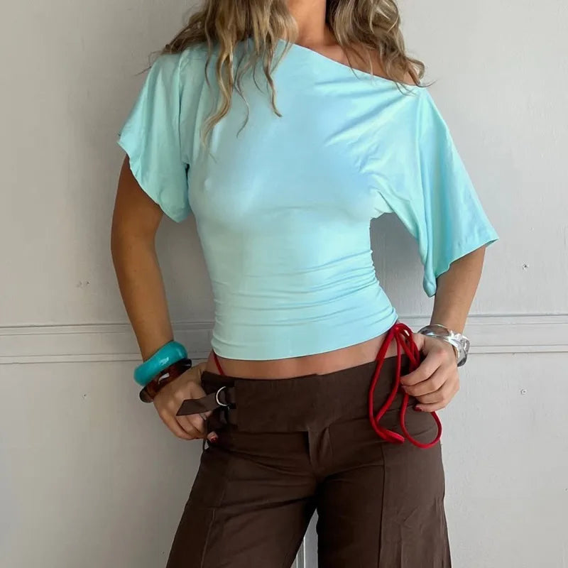 One-Shoulder Short-Sleeve Top