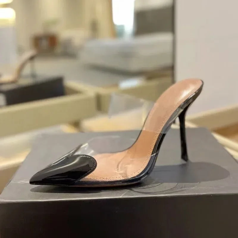Transparent Heart Mules