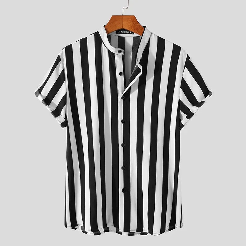 Striped Casual Stand Shirt