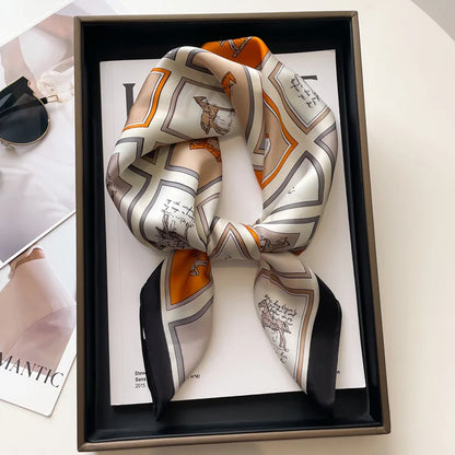 Twill Colorful Print Square Scarf