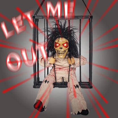Animated Skeleton Prisoner Cage Prop