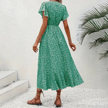 Floral Ruffle Wrap Dress