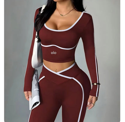 Color-Block Long Sleeve Yoga Set