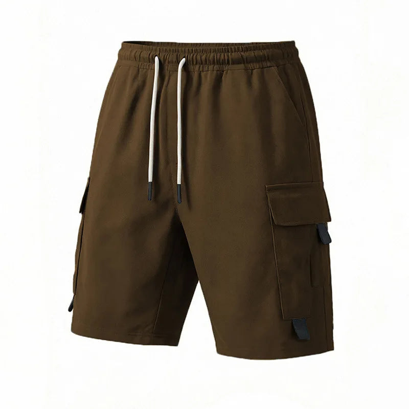 Cargo Shorts Drawstring Buckle Pockets