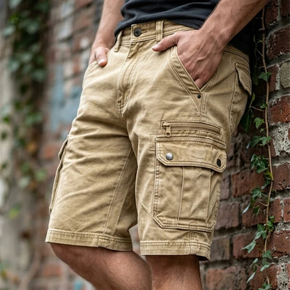 Vintage Solid Cargo Loose Shorts