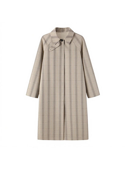 Plaid Single-Breasted Trench Coat