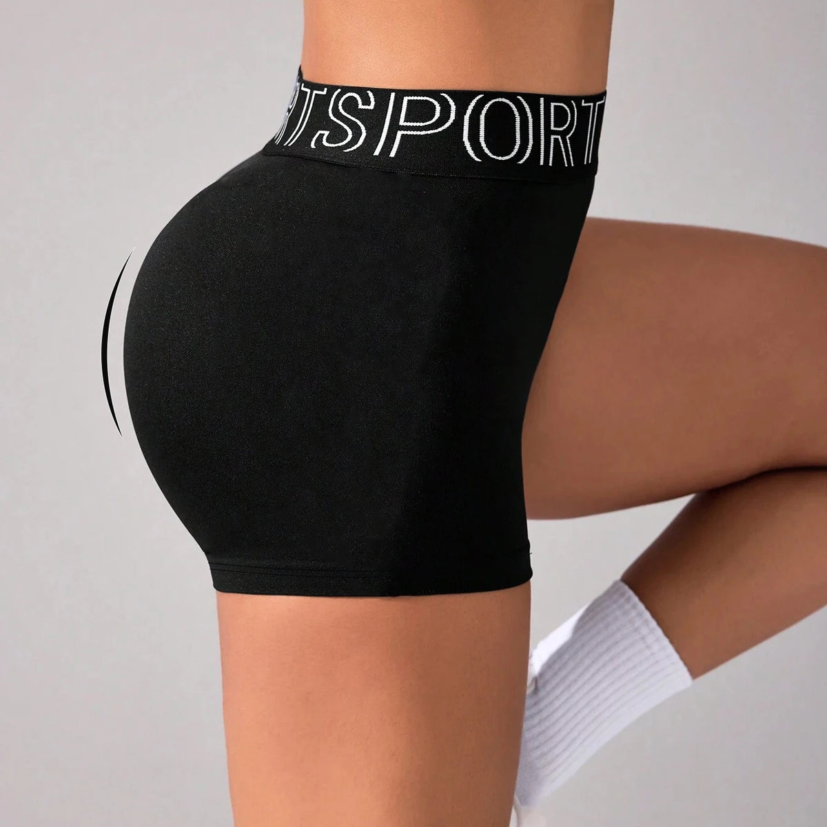 Letter Waistband Sports Shorts