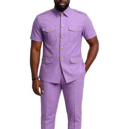 Light Purple Safari Folder-Lapel Suit