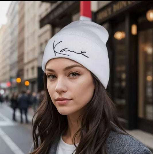 Double-Layer Embroidered Knit Hat