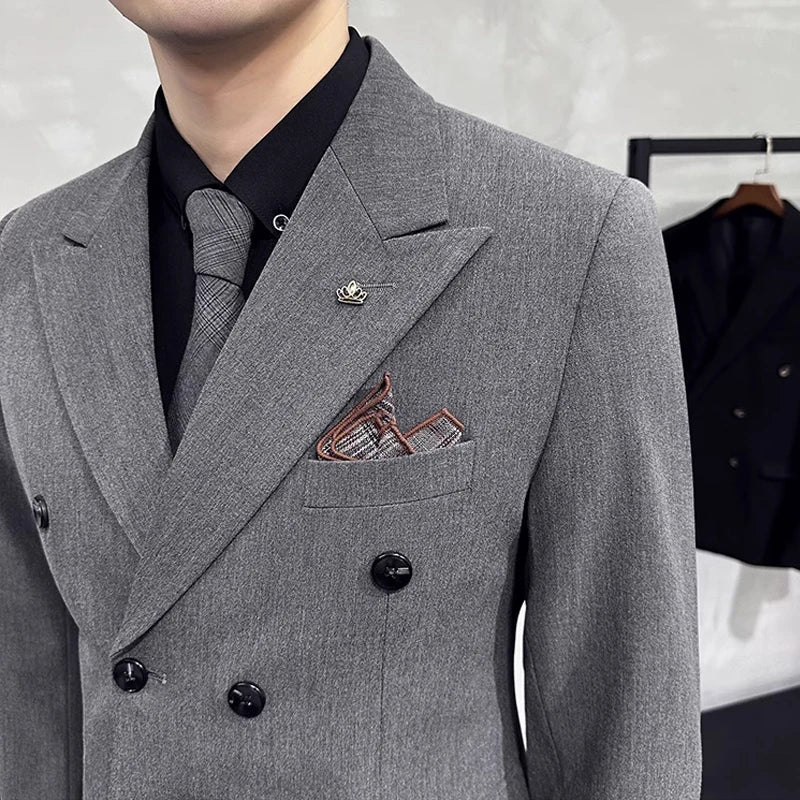 Double-Breasted Formal Groom Suit