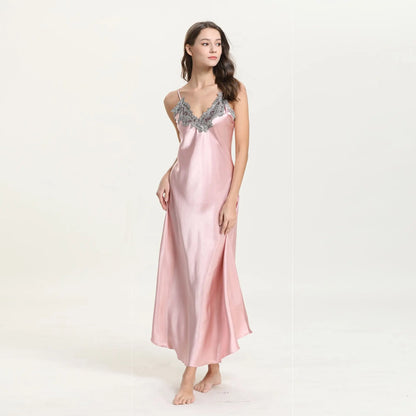 Long Lace Satin Nightgown