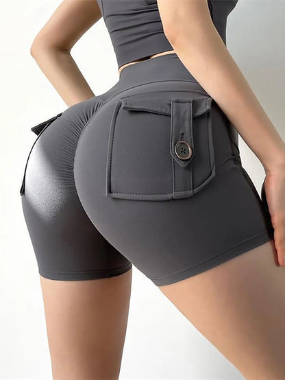 Nylon Ruched Waistband Shorts
