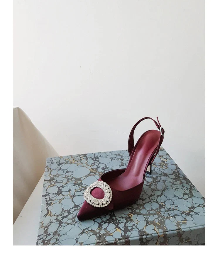 Wine Red Stiletto Sandals