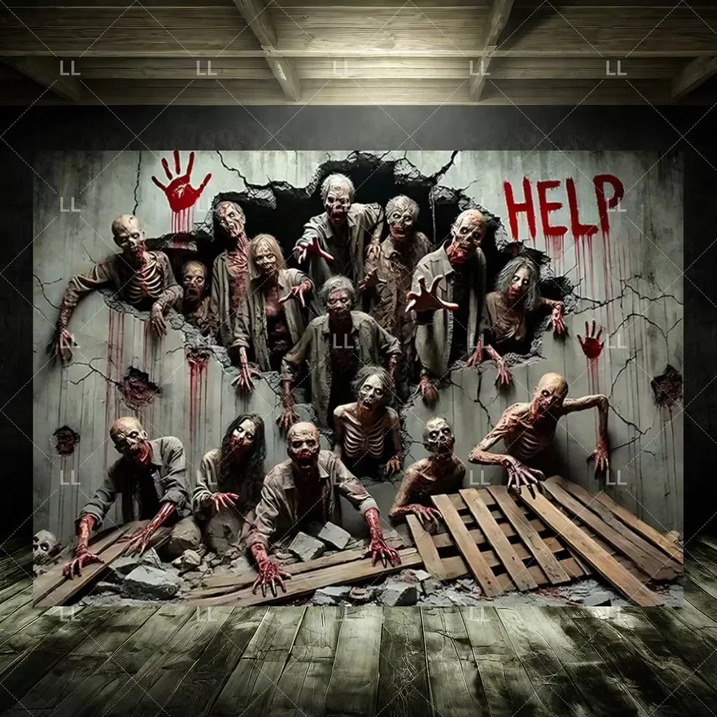 Zombie Explosion Halloween Photography Backdrop
