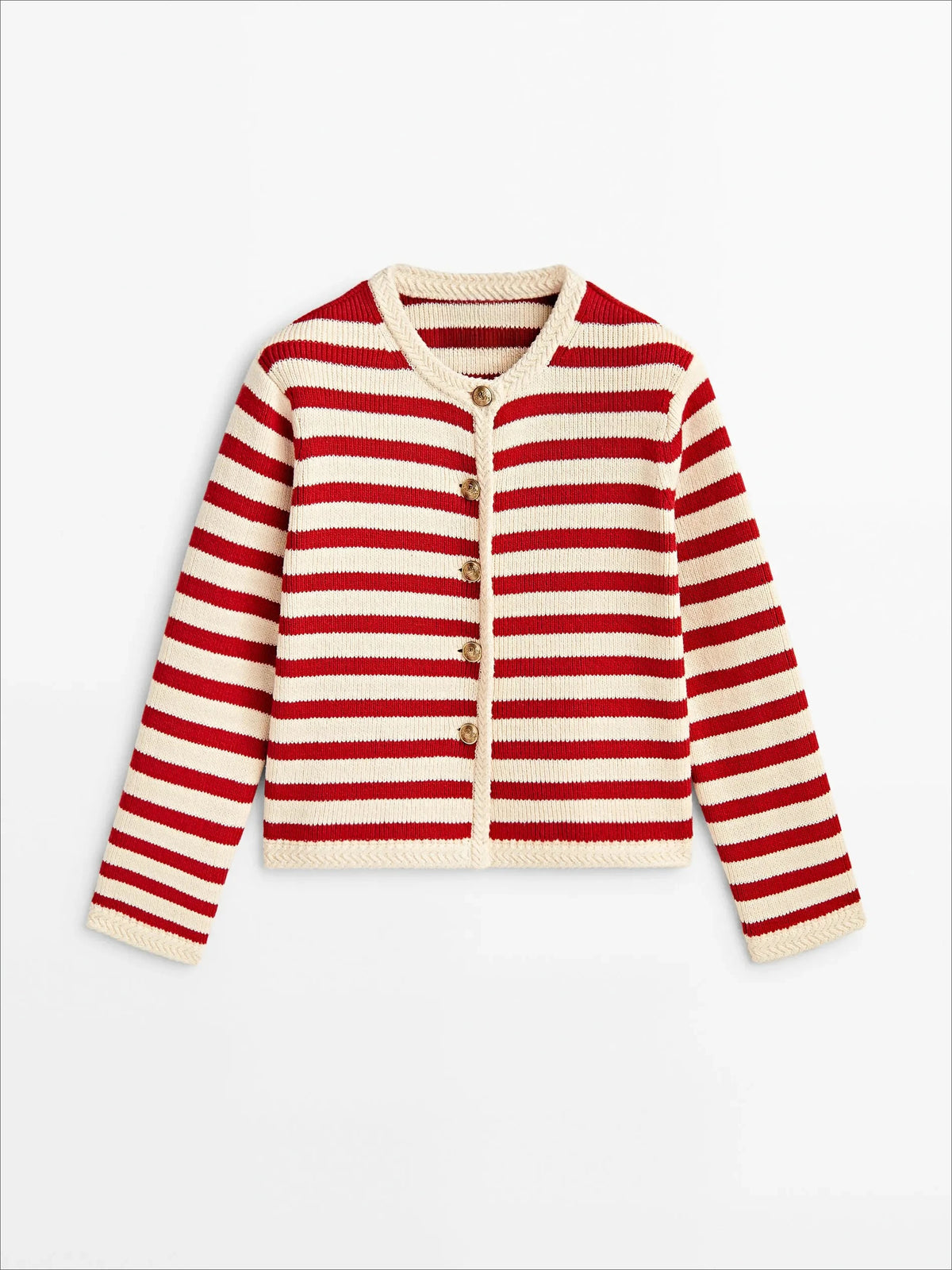Red Striped Button Cardigan