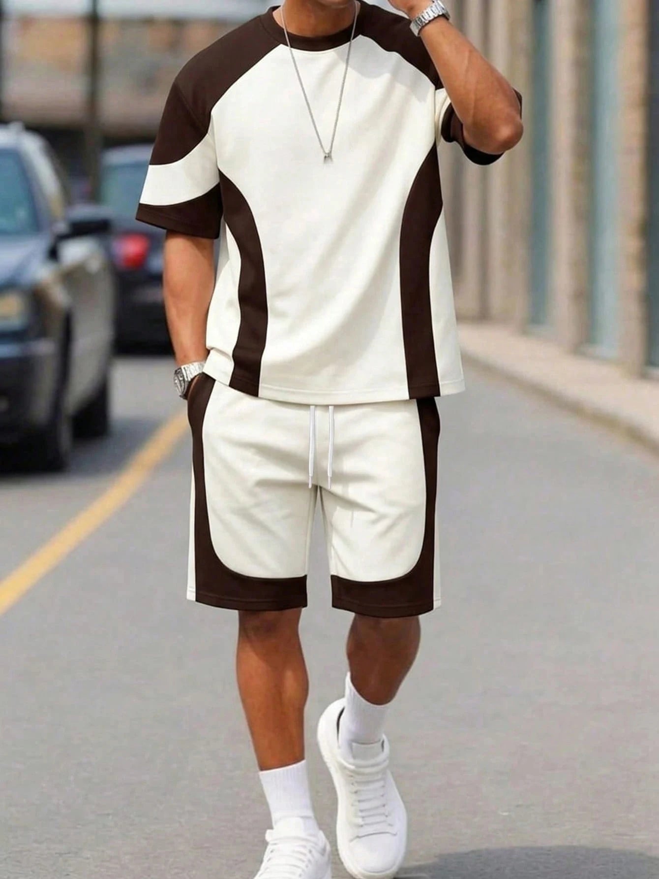 Athletic T-Shirt Drawstring Shorts Set