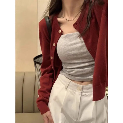 Solid Short Knit Cardigan