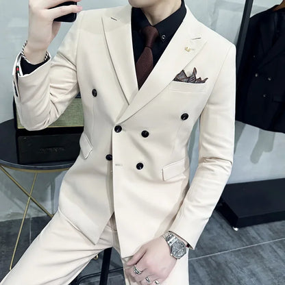 Lattice Plaid Three-Piece Formal Suit