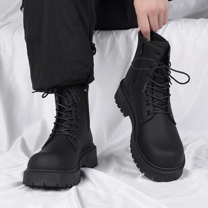 Black Leather Lace-up Boots