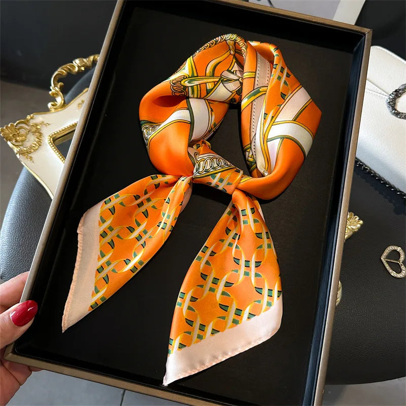 Bandana Print Silk Square Scarf
