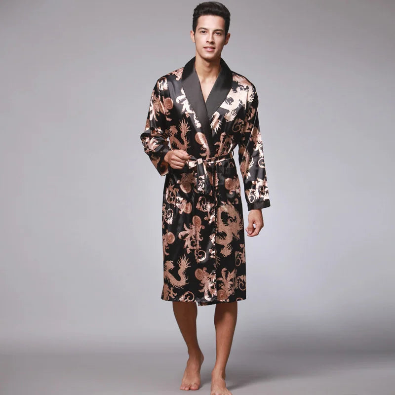 Golden Dragon Silk Bathrobe