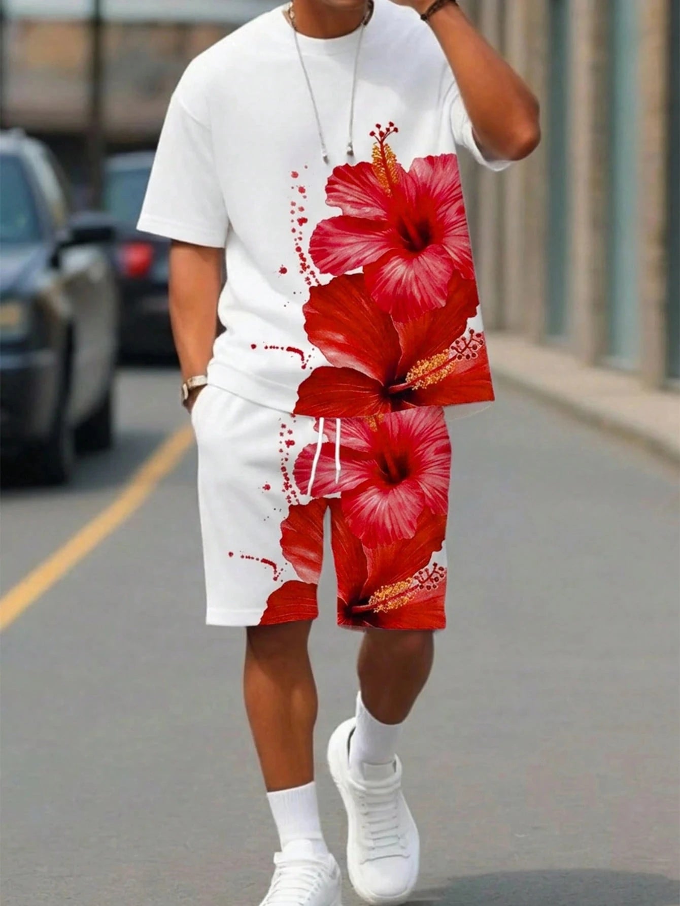 Athletic T-Shirt Drawstring Shorts Set