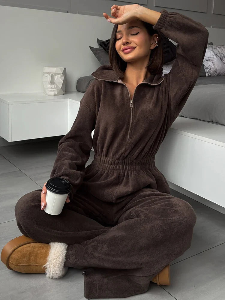 Half-Zip Lounge Jumpsuit