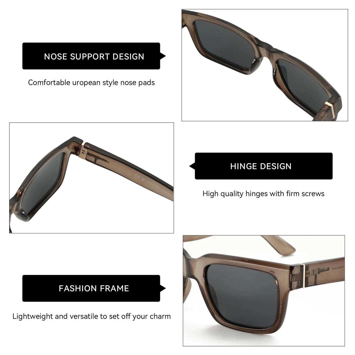 Polarized UV400  Retro Rectangle Sunglasses