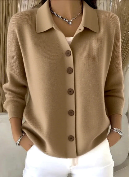 Polo Neck Button Knit Cardigan