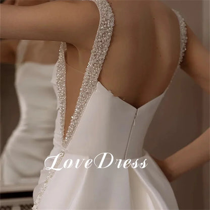 Customized Love Elegant Spaghetti Strap Mermaid Wedding Dress