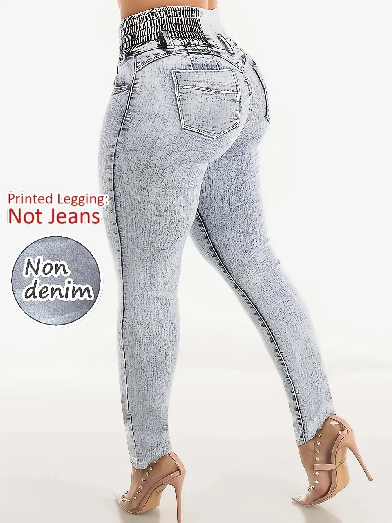 Denim Print Skinny Leggings
