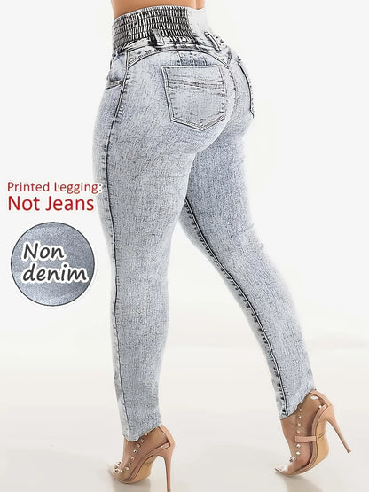Denim Print Skinny Leggings