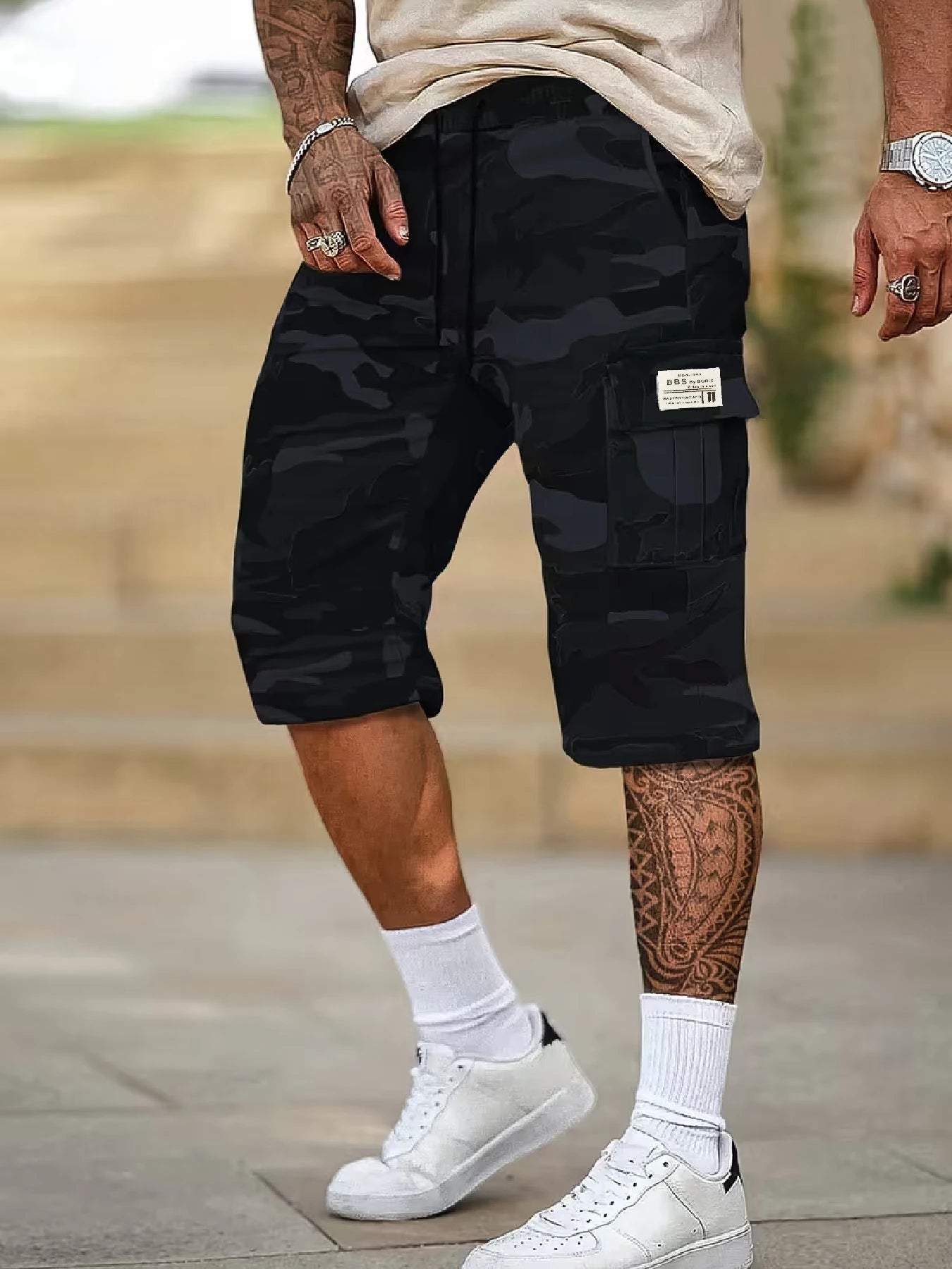 All-Over Print Cargo Shorts