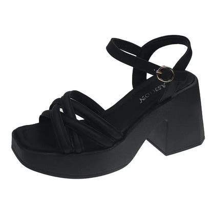 Buckle Square Heel Sandals