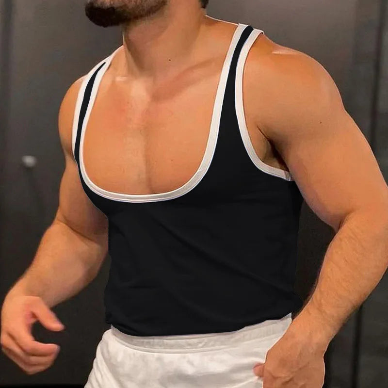 Patchwork Skinny Gym Tank Top