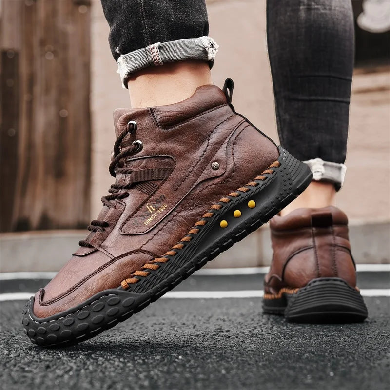 Microfiber Hand-stitched Retro Boots