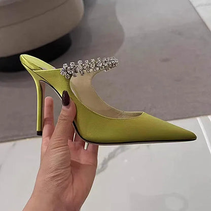 Silk Beaded Mule Sandals