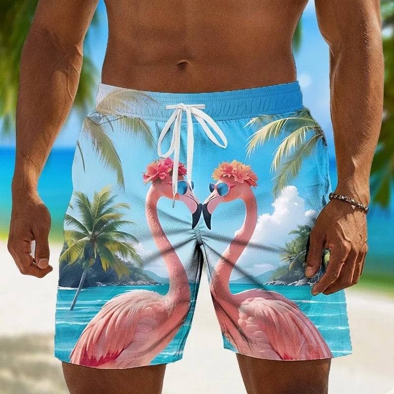 Tropical 3D Graphic Swim Trunks