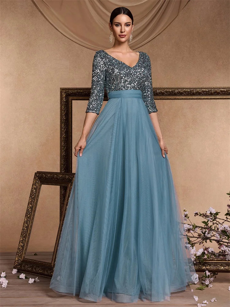 Tiered Sequin Gown