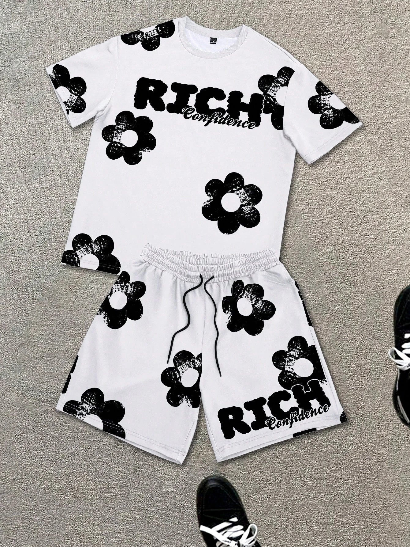 Floral Graphic O-Neck Shorts Set