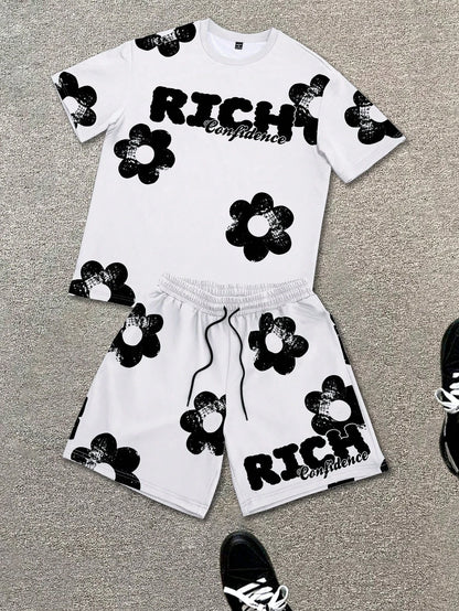 Floral Graphic O-Neck Shorts Set