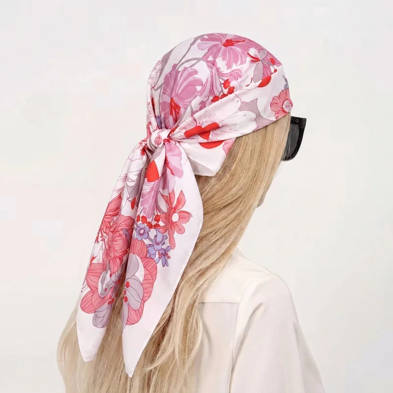 Pink Star Print Square Scarf