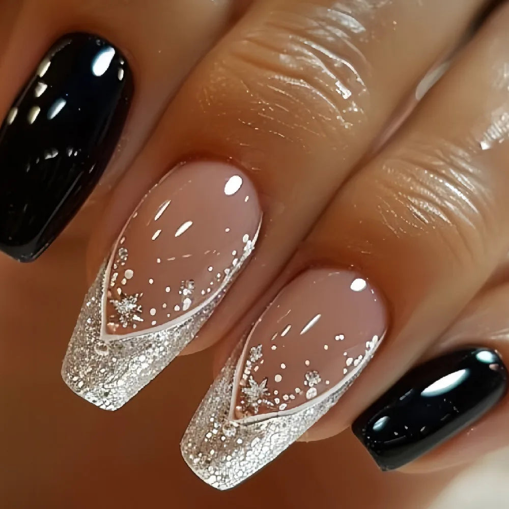 Glitter Coffin Press On Nails