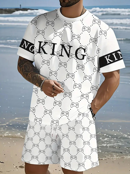 Letter Print T-Shirt Shorts Set