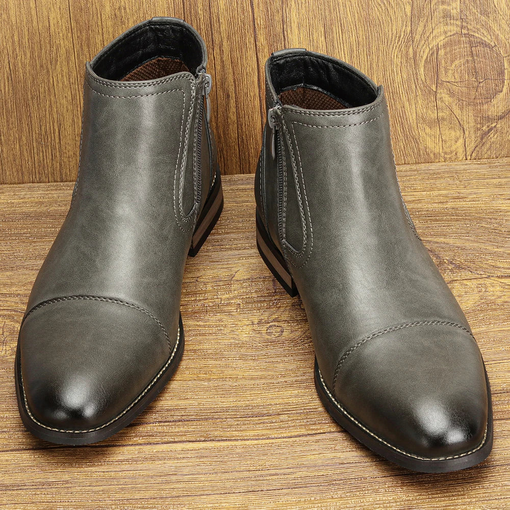 Leather Ankle Square Boots