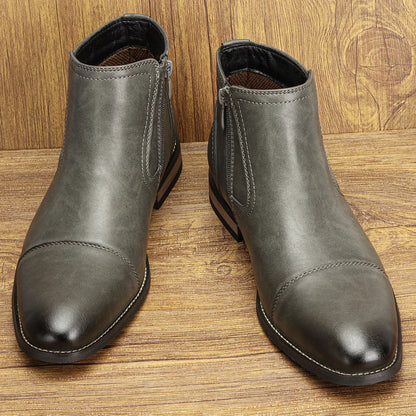 Leather Ankle Square Boots