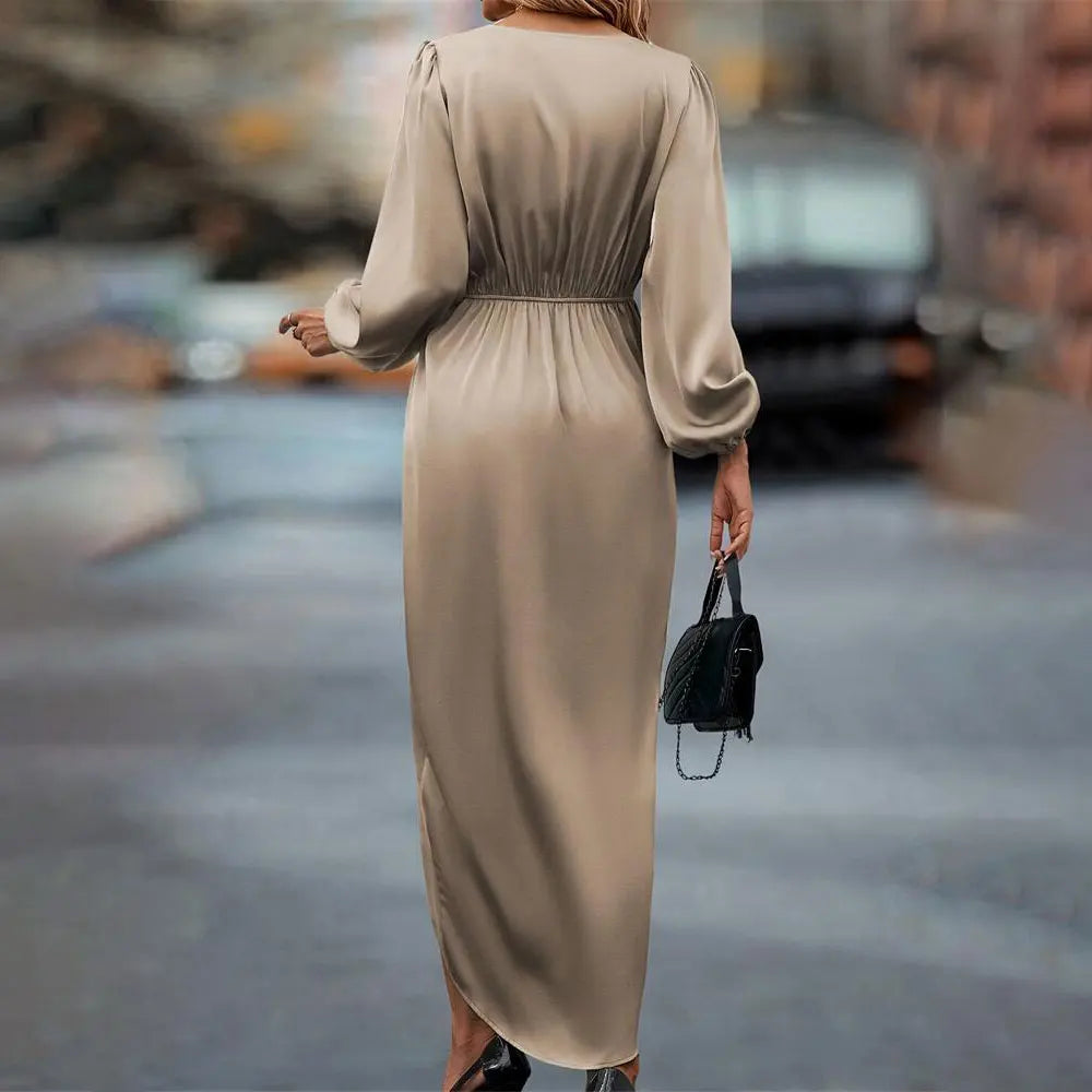 Draped Satin Maxi Dress
