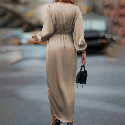 Draped Satin Maxi Dress