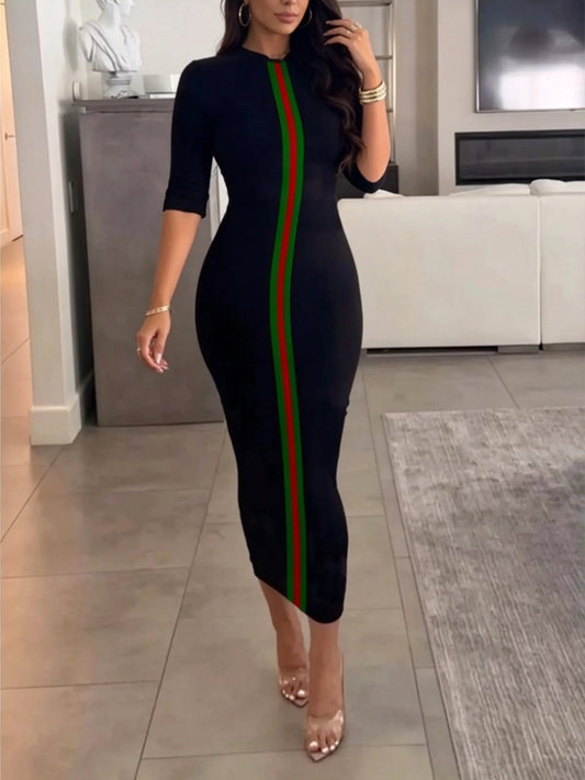Slim-Fit Printed Midi Dress