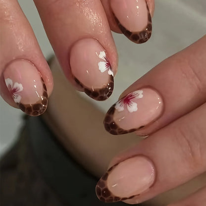Pink Floral Press Nails